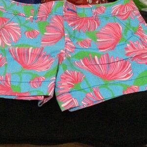 Lilly Pulitzer Blue and Pink Floral High Waist Shorts